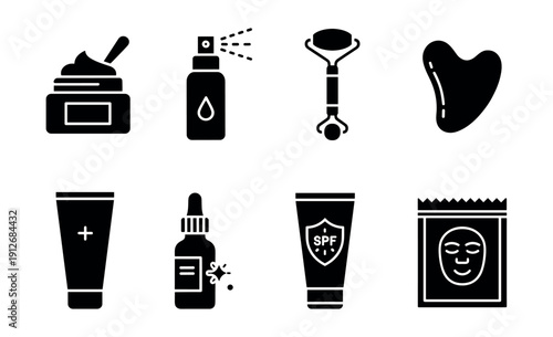 Skincare and Beauty Product Icons Set