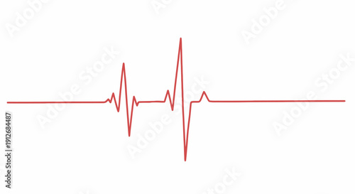 Red Heartbeat Line - Medical ECG Pulse Wave on White Background