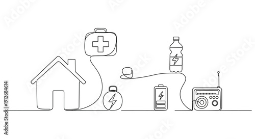 Emergency Preparedness Kit with House, First Aid, Water, Battery, Radio