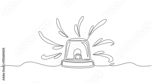 Emergency Flashing Light Siren Alert Warning Signal Line Art