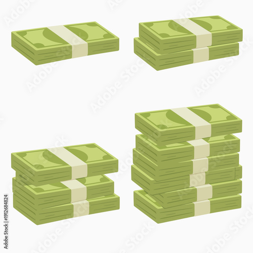 Money stack sign, money stack on white background, vector icon for top ranked finance visuals, cash flow illustrations, e-commerce graphics, monetary infographics, budget tracking dashboards