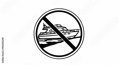A black and white graphic symbol indicating no motorboats are allowed
