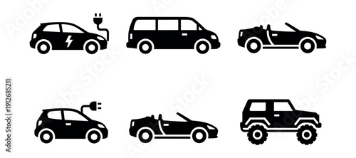Vehicle silhouette icons set