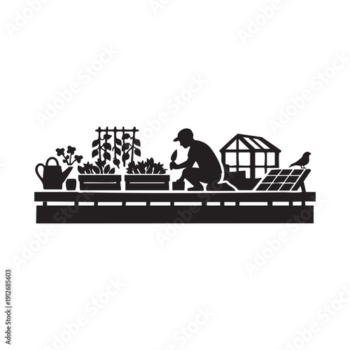A man gardening vector silhouette