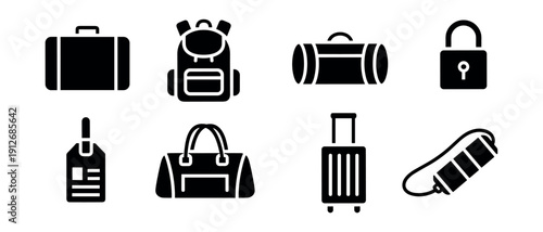 Travel and baggage icons set