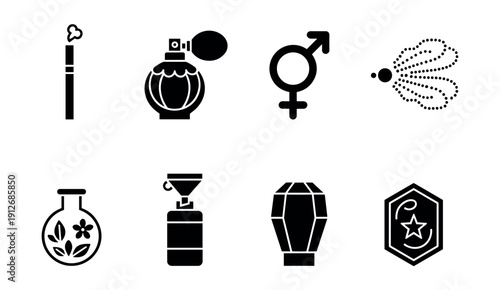 Black silhouette minimalistic icons set