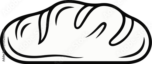 A black and white outline drawing of a loaf of bread
