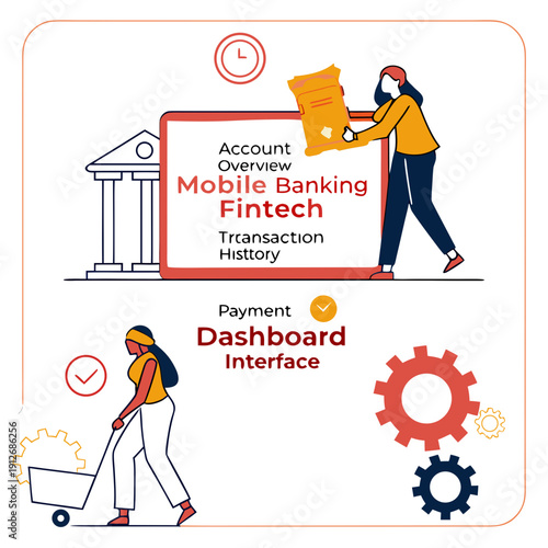 Minimal vector mobile banking fintech dashboard UI