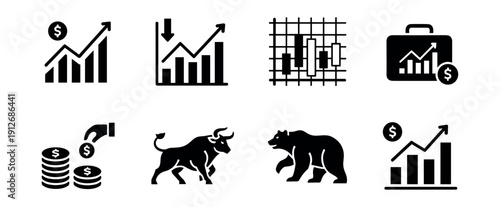 Finance and Stock Market Line Icons Set