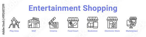 -Entertainment Shopping Icon Banner and Collection