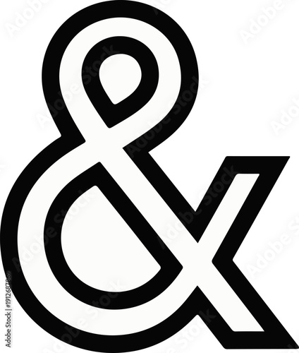 A bold, stylized ampersand symbol formed by thick black lines with white negative space