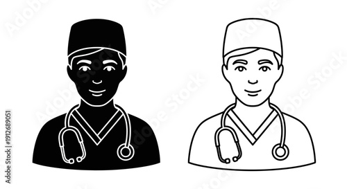 Diverse medical professionals illustration, doctors, nurses, healthcare workers Vector