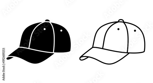Black and white baseball cap design illustration vector art Vector