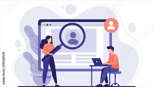 Cartoon vector illustration of UX research. Team evaluates website usability and user experience for digital product design