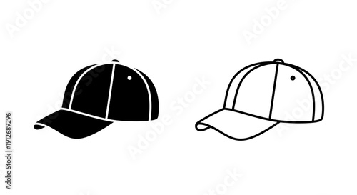 Black and white baseball cap design vintage style illustration Vector