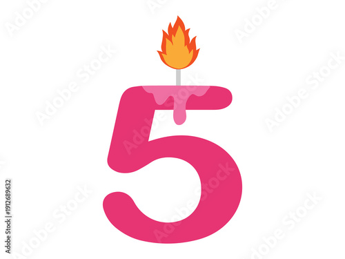 5th Birthday Candle Clip Art Illustration