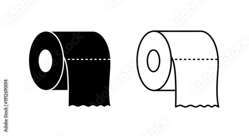 Toilet paper roll icon set, minimalist design, black and white, vector illustration Vector