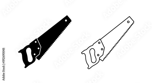Two different types of hand saws for woodworking and carpentry projects Vector