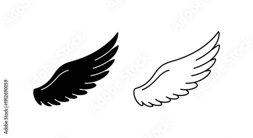 Black and white angel wings vector illustration Vector