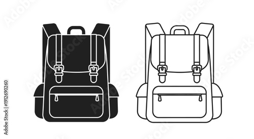 Black and white backpacks isolated on white background Vector