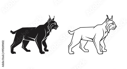 Two dogs black and white line art illustration vector design Vector
