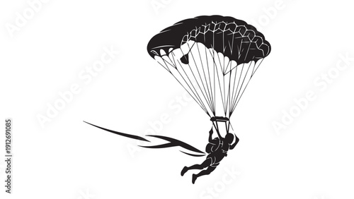 Minimalist paratrooper vector illustration with parachute