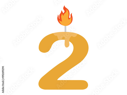 2nd birthday candle Clip Art Illustration