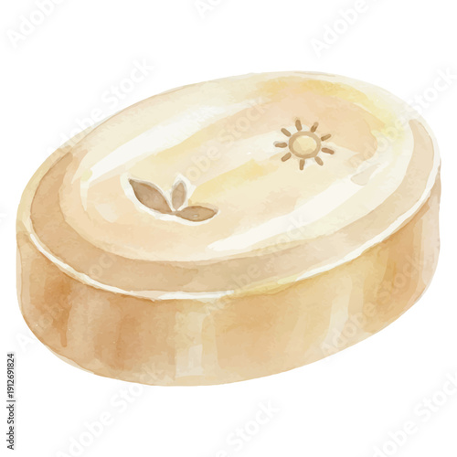 Handmade Soap Bar with Summer Fresh Theme, Watercolor Vector Illustration Isolated on White
