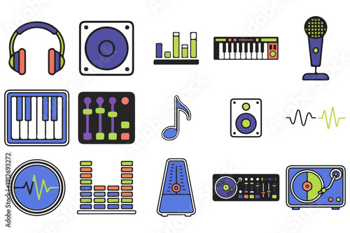 Collections Music Production Icons Set