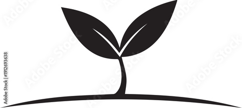 Plant sprout silhouette illustration vector with green leaves