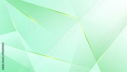 Green abstract geometric background with bright lines and shapes

