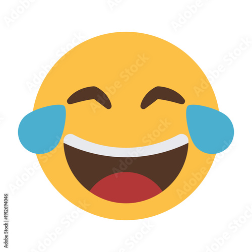 Face with tears of joy emoji icon laughing hard isolated on transparent background.