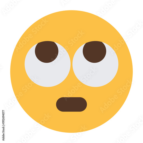 Surprised face emoji icon with wide eyes and open mouth isolated on transparent background.
