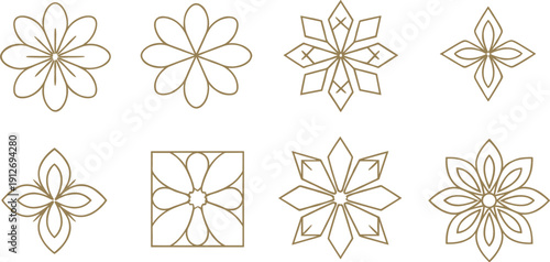 Set of elegant floral ornamental vector shapes decorative line art collection