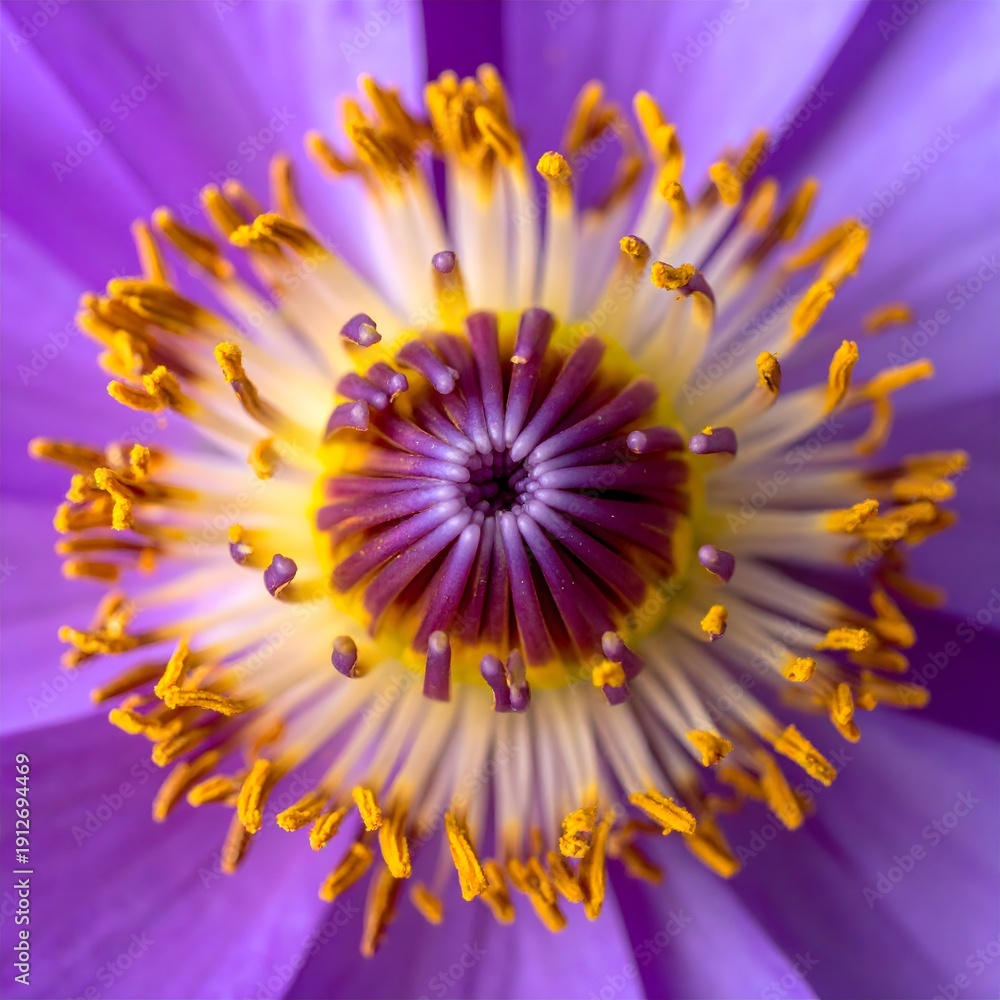 Obraz premium Vibrant Purple Flower Detailed Macro Close-Up