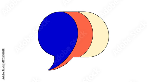 colorful overlapping speech bubbles in modern minimalist design on a clean white background symbolizing digital communication dialogue and ideas.