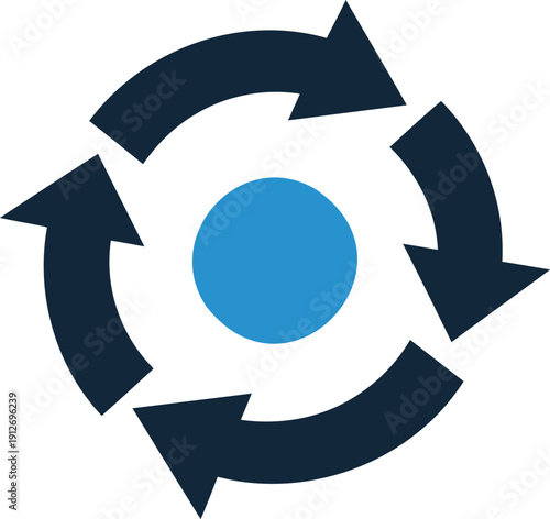 Dark blue arrows circling blue circle cycle Free Download Dark blue arrows circling blue circle cycle - GFXLoad
