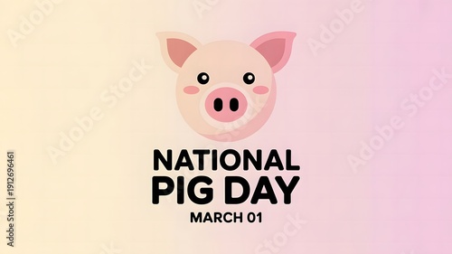 National Pig Day Cute Pig Illustration Cartoon Animal Poster Farm Celebration Graphic Design Minimal Background Style Artwork