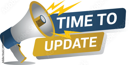 Megaphone announces time to update with yellow lightning bolts