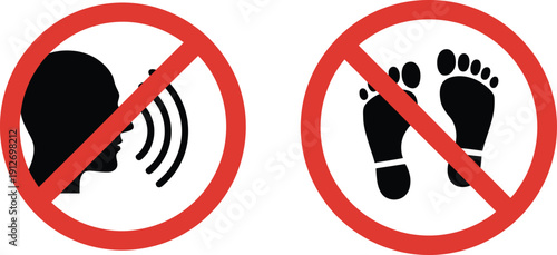 No Talking No Shoes Signs feet