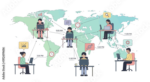 Global Collaboration A Network of Remote Workers Connecting Across the World.