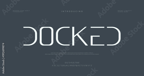 A modern graphic design featuring the word Docked in white text