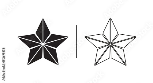 Minimalist star designs: geometric shapes for modern aesthetics and creative projects Vector