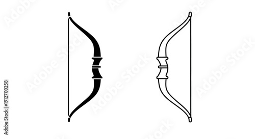 Two different bow designs, traditional and modern, for archery, hunting Vector