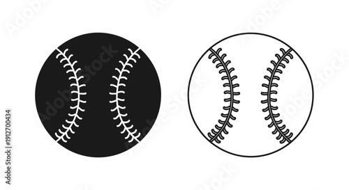 Baseball icon, sports symbol, black and white baseball design, minimalist sports icon Vector