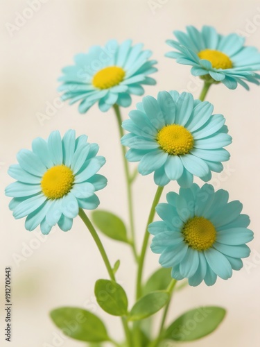 Blue daisies with yellow centers