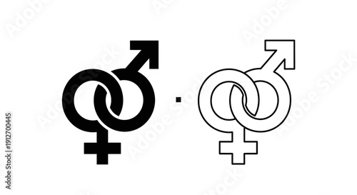 Gender symbols intersex and male female icons set Vector