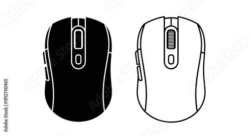 Two modern wireless computer mice, one black and one white, with usb receivers Vector