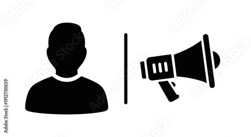Silhouette person megaphone communication symbol concept design icon vector illustration Vector