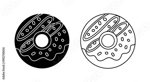 Delicious donuts with various toppings, sweet treats, yummy desserts, tasty pastries Vector